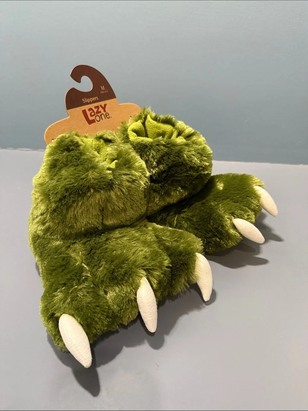 Lazy One Kids Olive Green Monster Claw Slippers
